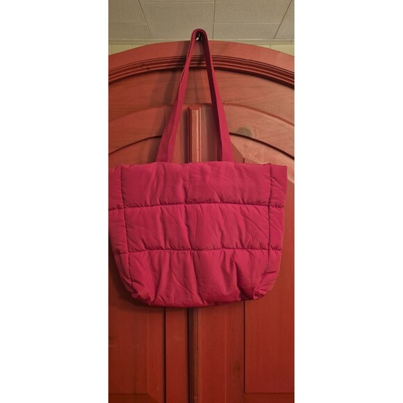 NWOT Jean Paul Gaultier Vibrant Red Travel Puffer Tote With Handle Gold Trim New - Picture 3 of 9